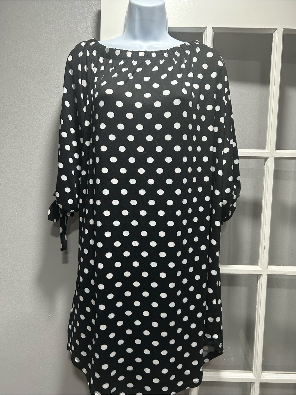 Absolutely Black & White Polka Dot Midi Dress